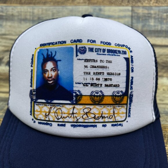 Ol' Dirty Bastard Mens Trucker Hat Navy Snapback 90s Hip Hop Rap Baseball Cap - Picture 3 of 8